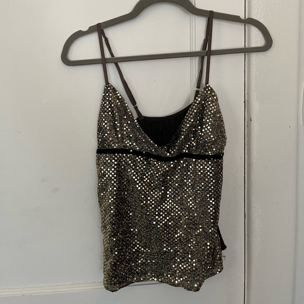 Gold Sequin European Vintage Tank Top